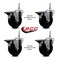 Service Caster 4 Inch Soft Rubber 38 Inch Threaded Stem Caster Set with Brake SCC-TS20S414-SRS-PLB-381615-4 - alternate 4